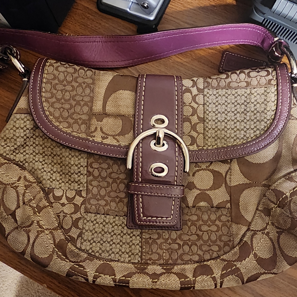 Coach Brown and Purple Shoulder Bag